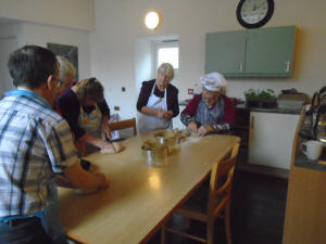 Kneeding the bread dough